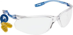 3M - Clear Lenses, Framed Safety Glasses - Anti-Fog, Scratch Resistant, Blue Polycarbonate Frame, Wrap Around - Exact Tooling
