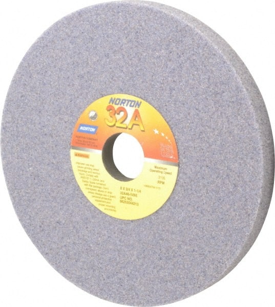 Norton - 8" Diam x 1-1/4" Hole x 3/4" Thick, I Hardness, 46 Grit Surface Grinding Wheel - Aluminum Oxide, Type 5, Coarse Grade, 3,105 Max RPM, Vitrified Bond, One-Side Recess - Exact Tooling
