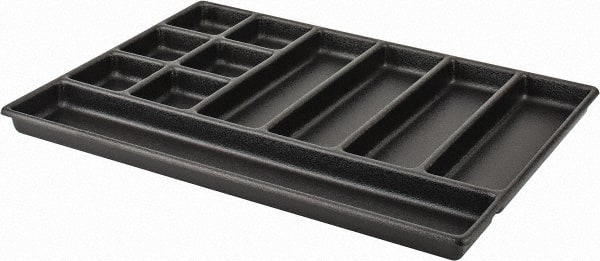Kennedy - Tool Box Durable ABS Plastic Organizer - 23" Wide x 16-1/2" Deep x 2" High, Black, For 27" Wide Roller Cabinets - Exact Tooling