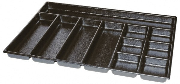 Kennedy - Tool Box Durable ABS Plastic Organizer - 25" Wide x 18-1/2" Deep x 2" High, Black, For 29" Wide Roller Cabinets - Exact Tooling