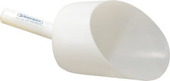 Bel-Art - 64 oz White Polyethylene Round Bottom Scoop - 6" Wide x 6" Deep Bowl, 5" Handle Length, 13" OAL - Exact Tooling