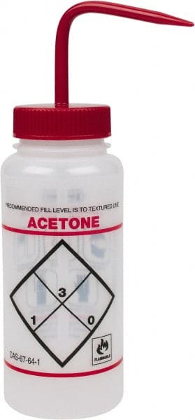 Bel-Art - 16 oz Safety Wash Bottle - Polyethylene, Red, 43mm Cap - Exact Tooling