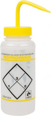 Bel-Art - 16 oz Safety Wash Bottle - Polyethylene, Yellow, 43mm Cap - Exact Tooling