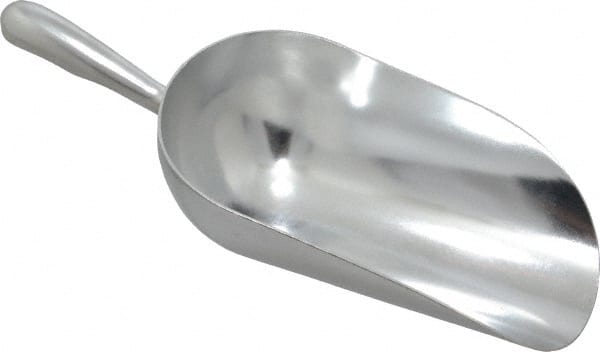 VOLLRATH - 55 oz Silver Cast Aluminum Round Bottom Scoop - 5-1/2" Wide Bowl, 4" Handle Length, 14.4" OAL - Exact Tooling