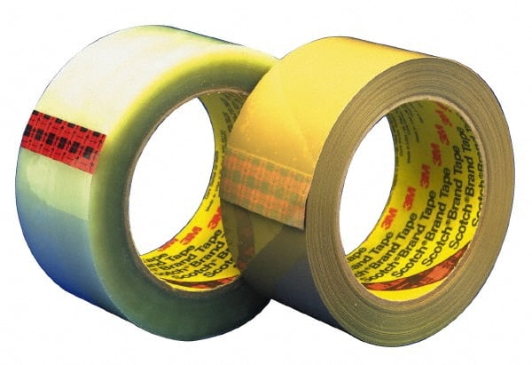 3M - 2" x 55 Yd Clear Hot Melt Adhesive Sealing Tape - Polypropylene Film Backing, 3.1 mil Thick - Exact Tooling