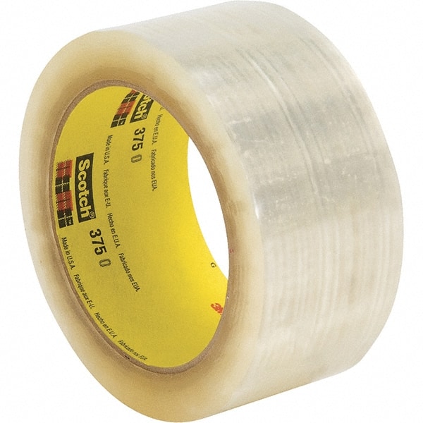 3M - 2" x 55 Yd Clear Rubber Adhesive Sealing Tape - Polypropylene Film Backing, 3.1 mil Thick, 70 Lb Tensile Strength, Series 375 - Exact Tooling