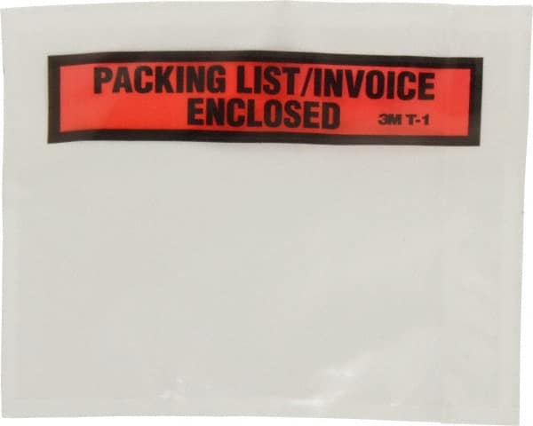 3M - 1,000 Piece, 5-1/2" Long x 4-1/2" Wide, Envelope - Packing List/Invoice Enclosed, Orange Top Border - Exact Tooling
