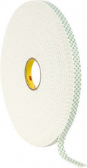 3M - 3/4" x 36 Yd Acrylic Adhesive Double Sided Tape - 1/8" Thick, Off-White, Urethane Foam Liner, Continuous Roll, Series 4008 - Exact Tooling