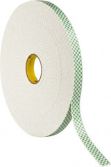 3M - 1" x 36 Yd Acrylic Adhesive Double Sided Tape - 1/8" Thick, Off-White, Urethane Foam Liner, Continuous Roll, Series 4008 - Exact Tooling