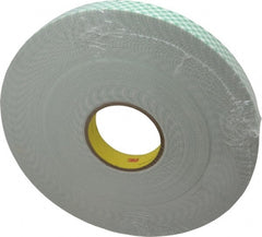 3M - 1" x 36 Yd Acrylic Adhesive Double Sided Tape - 1/16" Thick, Off-White, Urethane Foam Liner, Continuous Roll, Series 4016 - Exact Tooling