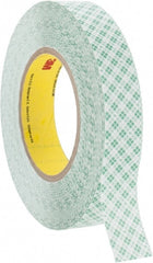 3M - 1" x 36 Yd Rubber Adhesive Double Sided Tape - 9 mil Thick, White, Polyethylene Film Liner, Continuous Roll, Series 9589 - Exact Tooling