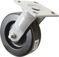 Fairbanks - 6" Diam x 2" Wide, Phenolic Swivel Caster - 1,200 Lb Capacity, Top Plate Mount, 4" x 4-1/2" Plate, Plain Bearing - Exact Tooling