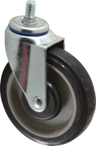 Fairbanks - 5" Diam x 1-1/4" Wide x 6-15/32" OAH Stem Mount Swivel Caster - Polyurethane over Polyethylene, 275 Lb Capacity, Ball Bearing, 1/2-13 x 1" Threaded Stem - Exact Tooling