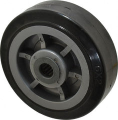 Fairbanks - 6 Inch Diameter x 2 Inch Wide, Rubber Caster Wheel - 500 Lb. Capacity, 2-3/16 Inch Hub Length, 3/4 Inch Axle Diameter, Roller Bearing - Exact Tooling