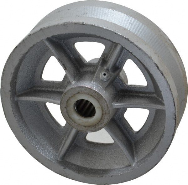 Fairbanks - 6 Inch Diameter x 2 Inch Wide, Cast Iron Caster Wheel - 1,200 Lb. Capacity, 2-3/16 Inch Hub Length, 3/4 Inch Axle Diameter, Roller Bearing - Exact Tooling
