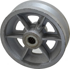 Fairbanks - 6 Inch Diameter x 2 Inch Wide, Cast Iron Caster Wheel - 1,200 Lb. Capacity, 2-3/16 Inch Hub Length, 3/4 Inch Axle Diameter, Roller Bearing - Exact Tooling