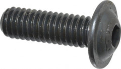 Made in USA - 5/16-18 UNC Hex Socket Drive, Button Screw - Alloy Steel, Black Oxide Finish, Fully Threaded, 1" Length Under Head - Exact Tooling