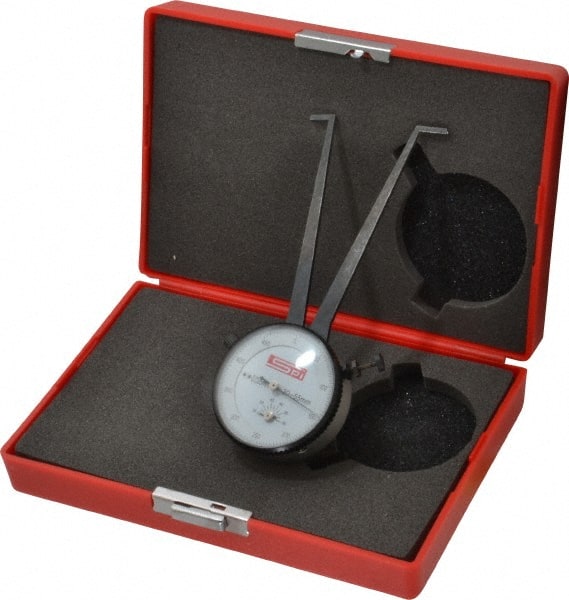 SPI - 30 to 55mm Inside Dial Caliper Gage - 0.025mm Graduation, 0.038mm Accuracy, 3-1/4" Leg Length, Ball Contact Points - Exact Tooling