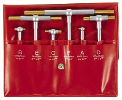 SPI - 6 Piece, 5/16 to 6 Inch, Hardened Tool Steel, Satin Chrome Finish, TiN Coated Working Faces, Telescoping Gage Set - 4 and 5 Inch Long Handles, Includes Vinyl Pouch - Exact Tooling