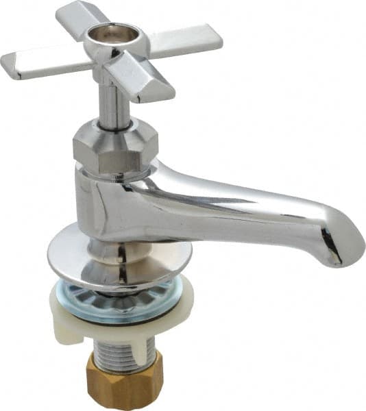 B&K Mueller - Standard, One Handle Design, Chrome, Round Deck Plate Single Mount Faucet - 4 Spoke Handle - Exact Tooling