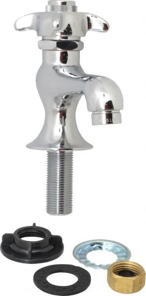 B&K Mueller - Standard, One Handle Design, Chrome, Round Deck Plate Single Mount Faucet - 4 Spoke Handle - Exact Tooling