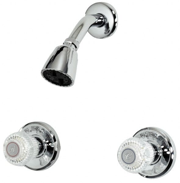 B&K Mueller - Concealed, Two Handle, Chrome Coated, Brass, Valve and Shower Head - Knob Handles, 8 Inch Mounting Centers, Acrylic Handles - Exact Tooling
