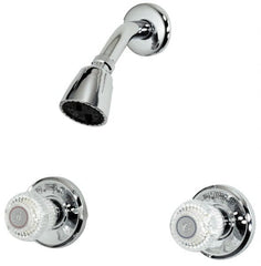 B&K Mueller - Concealed, Two Handle, Chrome Coated, Brass, Valve and Shower Head - Knob Handles, 8 Inch Mounting Centers, Acrylic Handles - Exact Tooling