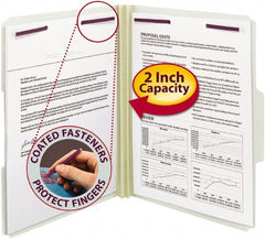 SMEAD - 8-1/2 x 11", Letter Size, Gray/Green, File Folders with Top Tab Fastener - 1/3 Tab Cut Location - Exact Tooling