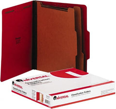UNIVERSAL - 8-1/2 x 11", Letter Size, Red, Classification Folders with Top Tab Fastener - 2/5 Tab Cut Location - Exact Tooling