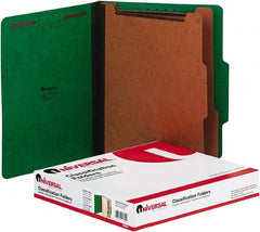 UNIVERSAL - 8-1/2 x 11", Letter Size, Emerald Green, Classification Folders with Top Tab Fastener - 2/5 Tab Cut Location - Exact Tooling