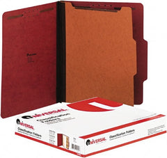 UNIVERSAL - 8-1/2 x 11", Letter Size, Red, Classification Folders with Top Tab Fastener - 2/5 Tab Cut Location - Exact Tooling