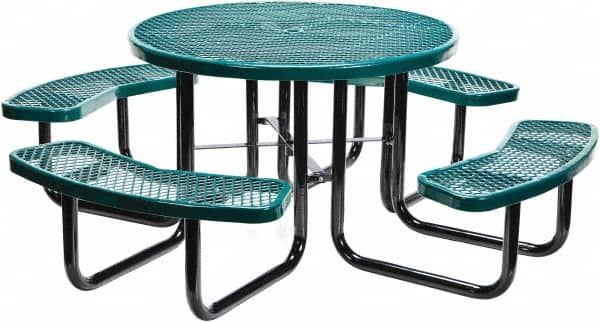 Vestil - 81-1/4" Long x 81-1/4" Wide x 29" High Stationary Activity/Utility Table without Back Rests - Green, Steel - Exact Tooling
