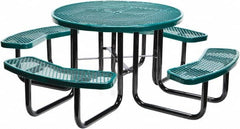 Vestil - 81-1/4" Long x 81-1/4" Wide x 29" High Stationary Activity/Utility Table without Back Rests - Green, Steel - Exact Tooling