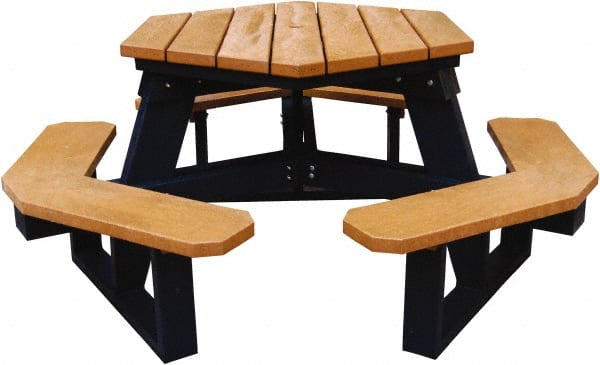 Vestil - 69-1/2" Long x 69-1/2" Wide x 30-1/2" High Stationary Activity/Utility Table without Back Rests - Cedar & Black, Plastic - Exact Tooling