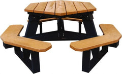 Vestil - 69-1/2" Long x 69-1/2" Wide x 30-1/2" High Stationary Activity/Utility Table without Back Rests - Cedar & Black, Plastic - Exact Tooling
