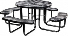Vestil - 81-1/4" Long x 81-1/4" Wide x 29" High Stationary Activity/Utility Table without Back Rests - Black, Steel - Exact Tooling