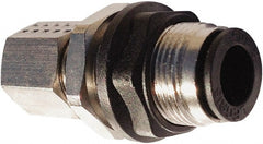 Legris - 6mm Outside Diam, Nickel Plated Brass Push-to-Connect Tube Bulkhead Union - 290 Max psi, Tube to Tube Connection, Nitrile O-Ring - Exact Tooling