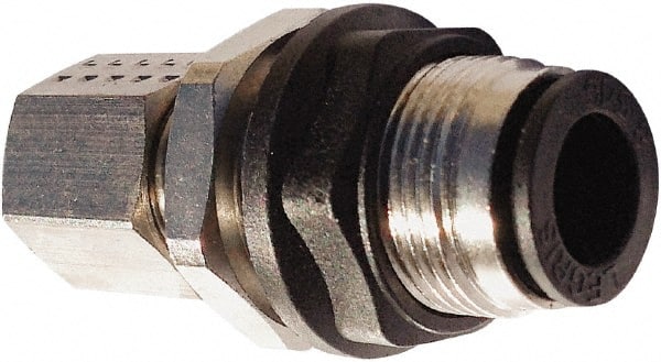 Legris - 4mm Outside Diam, Nickel Plated Brass Push-to-Connect Tube Bulkhead Union - 290 Max psi, Tube to Tube Connection, Nitrile O-Ring - Exact Tooling