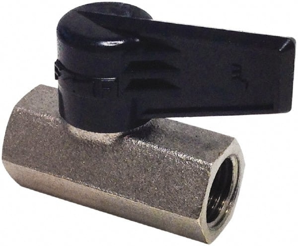 Legris - 3/8" Pipe, Female Port, Nickel Plated Brass Miniature Ball Valve - Inline - One Way Flow, FBSPP x FBSPP Ends, Wedge Handle, 174 WOG - Exact Tooling