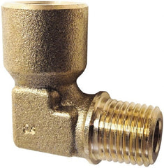 Legris - 1/2 Male Thread x 1/2 Female Thread, Brass Industrial Pipe 90° Street Elbow - MBSPT x FBSPP, 3,626 psi - Exact Tooling