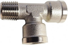 Legris - 1/8 Male Thread x 1/8 Female Thread, Nickel Plated Brass Industrial Pipe Street Tee - MBSPT x FBSPP, 870 psi - Exact Tooling