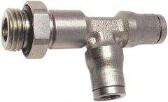 Legris - 4mm Outside Diam, 1/8 BSPP, Nickel Plated Brass Push-to-Connect Tube Male Run Tee - 435 Max psi, Tube to Male BSPP Connection, FKM O-Ring - Exact Tooling