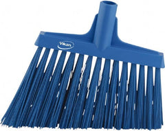 Vikan - 9-1/2" Wide, Blue Synthetic Bristles, Angled Broom - Exact Tooling