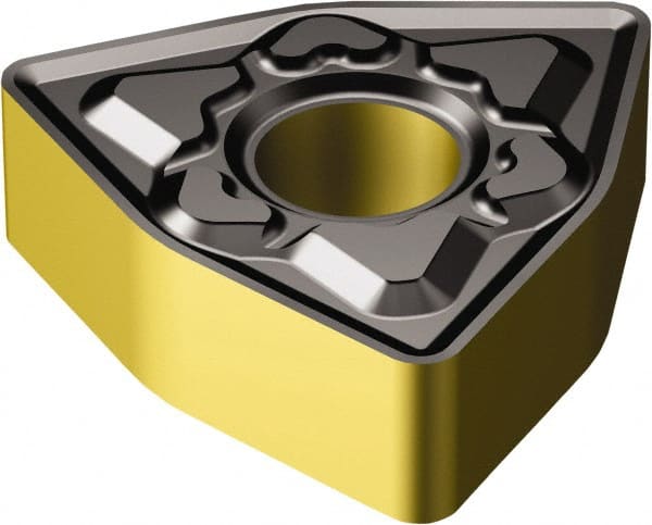 Sandvik Coromant - WNMG432 KM Grade 3225 Carbide Turning Insert - 80° Trigon, 1/2" Inscr Circle, 3/16" Thick, 1/32" Corner Radius - Exact Tooling