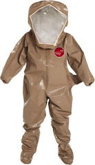 Dupont - Size 4XL, Tan, Chemical, Disposable Encapsulated Suit - Attached Hood, Elastic Ankle, Elastic Wrist - Exact Tooling