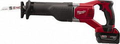 Milwaukee Tool - 18V, 0 to 3,000 SPM, Cordless Reciprocating Saw - 1-1/8" Stroke Length, 19" Saw Length, 1 Lithium-Ion Battery Included - Exact Tooling