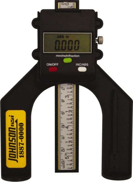Johnson Level & Tool - 0" to 80mm Electronic Depth Gage - 0.004" Accuracy, 0.05mm Resolution, 5" Base Length - Exact Tooling