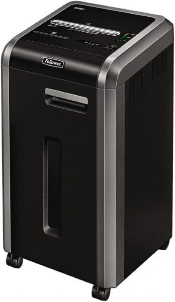 FELLOWES - 5/32 x 1-1/2" Strip, Cross Cut Manual Shredder - 17-1/8" Long x 17-3/4" Wide x 30" High, Level 4 Security, 16 Gal Wastebasket - Exact Tooling