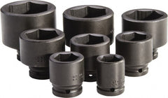 Proto - 8 Piece 3/4" Drive Standard Deep Impact Socket Set - 6 Points, 1-1/16 to 2-3/8", Inch Measurement Standard - Exact Tooling