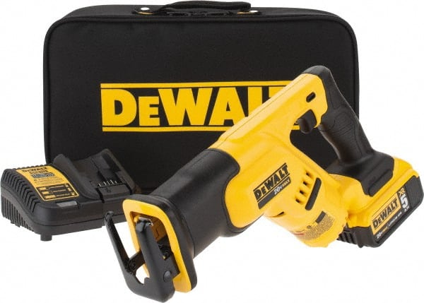DeWALT - 20V, 0 to 2,900 SPM, Cordless Reciprocating Saw - 1-1/8" Stroke Length, 14" Saw Length, 1 Lithium-Ion Battery Included - Exact Tooling